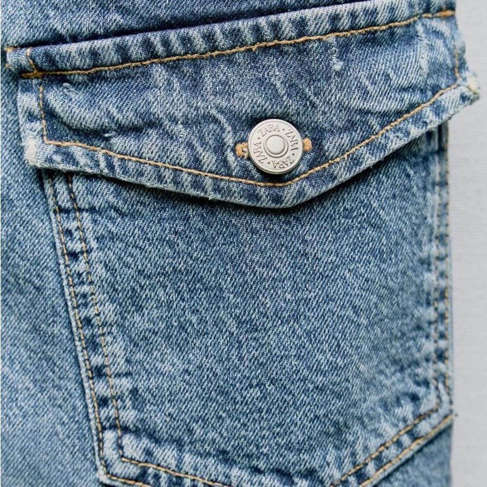ZARA TRF FITTED DENIM DRESS - Picture 2 of 11
